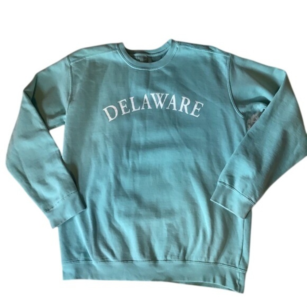 Comfort Colors Delaware Sweatshirt M Turquoise Aqua Garment Dye Crewneck